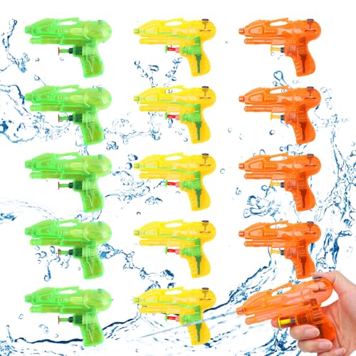 XPJBKC 15 Stück Wasserpistole Klein, Mini Wasserpistole, Wasserspritzpistole Klein Set, Kleine Wasserpistolen, Mini Wasserpistolen für Draußen, Pool, Garten (Zufällige Farben) von XPJBKC