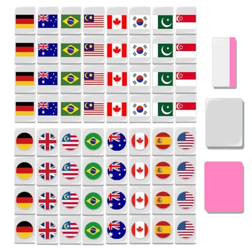 XPJBKC 65 Tiles Mahjong Spiel Blöcke, Seaside Escape Spiel, National Flag Mahjong Game Set, Flaggenmuster Mahjong Sets, Mini Mahjong Spiel für Familie Reise Spiel Tabletopspiel Partyspiele XPJBKC 65 Tiles Mahjong Spiel Blöcke, Seaside Escape Spiel, National Flag Mahjong Game Set, Flaggenmuster Mahjong Sets, Mini Mahjong Spiel für Familie Reise Spiel Tabletopspiel Partyspiele von XPJBKC