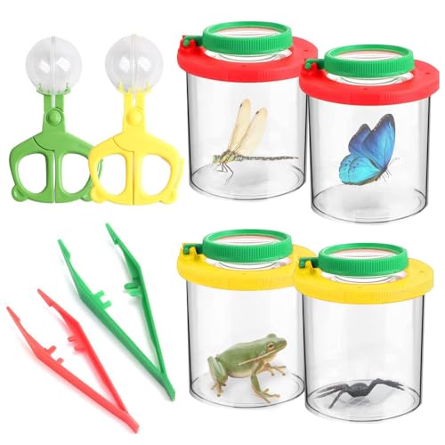 XPJBKC Becherlupen für Kinder, 12 Stück 4 Set Lupenglas für Kinder, Insektenbox für Kinder mit Insektenfänger und Pinzetten, Insektenglas mit Lupe Kinder, lupendose Kinder für Outdoor Natur Erkundung XPJBKC Becherlupen für Kinder, 12 Stück 4 Set Lupenglas für Kinder, Insektenbox für Kinder mit Insektenfänger und Pinzetten, Insektenglas mit Lupe Kinder, lupendose Kinder für Outdoor Natur Erkundung von XPJBKC