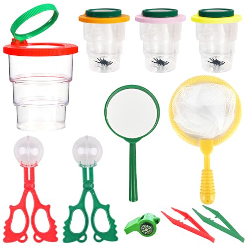 XPJBKC Becherlupen für Kinder, 15 Stück Lupenglas für Kinder Set Mit Insektenbox, Insekten, Pinzette, Insektenfänger, Lupe und Pfeife, Becherlupe Set für Outdoor Natur Erkundung XPJBKC Becherlupen für Kinder, 15 Stück Lupenglas für Kinder Set Mit Insektenbox, Insekten, Pinzette, Insektenfänger, Lupe und Pfeife, Becherlupe Set für Outdoor Natur Erkundung von XPJBKC