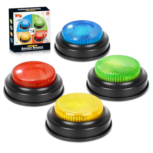 XPJBKC Buzzer mit Sound und Licht, 4 Stück Antwort Buzzer Learning Resources für Kinder Trivia-Spiele, Mehrfarbig Game Show Buzzer Spielzeug für Klassenzimmer Familie von XPJBKC