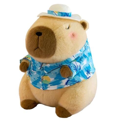 XPJBKC Capybara Kuscheltier, 30cm Capybara Plüschtier mit Sonnenhut & Blumenhemd, Niedliche Kuscheltier Capybara, Super Weiche Capybara Plüschkissen mit Brot, für Auto, Sofa, Kinderzimmer von XPJBKC