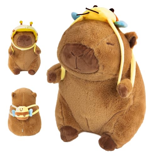 XPJBKC Capybara Kuscheltier, 30cm Niedliche Capybara Plüschtier mit Bienenrucksack und Einem Bienenhut Ausgestattet, Realistisches Weiches Kawaii Plush Großes Geburtstags Geschenk für Kinder XPJBKC Capybara Kuscheltier, 30cm Niedliche Capybara Plüschtier mit Bienenrucksack und Einem Bienenhut Ausgestattet, Realistisches Weiches Kawaii Plush Großes Geburtstags Geschenk für Kinder von XPJBKC