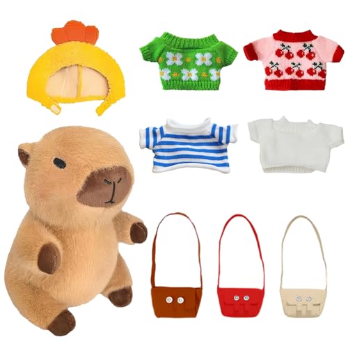 XPJBKC Capybara Kuscheltier, 9 in 1 Capybara Plüschtier, Capybara Plushie mit Kleidung, Hüte, Taschen, Niedliche Tägliches Ankleiden Baby Capybara, Geburtstag für Weihnachten, Erntedank, Ostern, 23cm XPJBKC Capybara Kuscheltier, 9 in 1 Capybara Plüschtier, Capybara Plushie mit Kleidung, Hüte, Taschen, Niedliche Tägliches Ankleiden Baby Capybara, Geburtstag für Weihnachten, Erntedank, Ostern, 23cm von XPJBKC