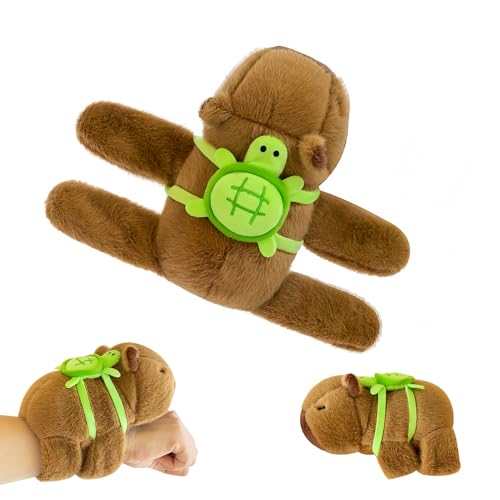 XPJBKC Capybara Kuscheltier, Capybara Plüschtier Schnapparmband Kinder, Snap Armband Geschenke, Capybara Plüschtier Klatscharmband Kinder Kleine Mitbringsel für Jungen & Mädchen (Mit Schildkröten) von XPJBKC