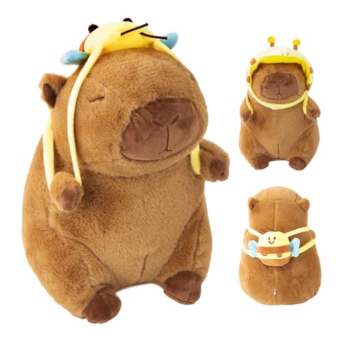 XPJBKC Capybara Kuscheltier, Capybara Plüschtier mit Bienenrucksack und einem Bienenhut Ausgestattet, Niedliche Capybara Plüschtier, Super Weiche Capybara Plush Toy, Geschenk für Kinder (30CM) von XPJBKC