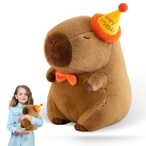 XPJBKC Capybara Kuscheltier, Capybara Plüschtierr mit Geburtstagshüten, 25cm Wasserschwein Kuscheltier Niedliche Capybara Plush, Capybara Stofftier Plüsch Puppe Geschenke für Kinder, Home Deko XPJBKC Capybara Kuscheltier, Capybara Plüschtierr mit Geburtstagshüten, 25cm Wasserschwein Kuscheltier Niedliche Capybara Plush, Capybara Stofftier Plüsch Puppe Geschenke für Kinder, Home Deko von XPJBKC