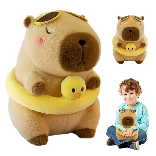 XPJBKC Capybara Kuscheltier mit Schwimmring und Sonnenbrille, 30cm Capybara Plüschtier, Niedliche Capybara Plüschtier, Super Weiche Capybara Plush Toy, Kinder und Sammler von XPJBKC