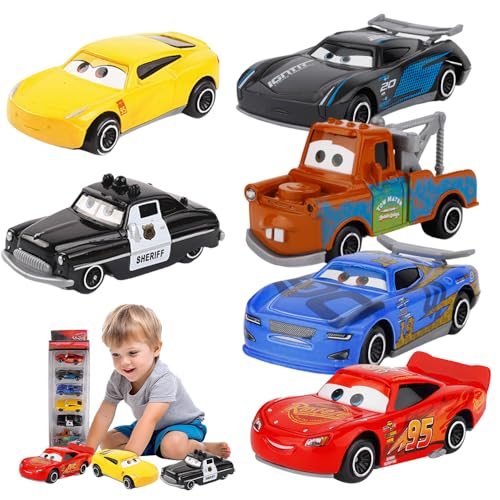 XPJBKC Cars Spielzeug, 6 Stück Cars Auto Spielzeugauto Set, Spielzeug Automodell aus Metall, Lightning Mc- Queen Auto, Mini Pull Back Car Spielzeugs, Kinderidee Spielfahrzeuge Toy Car Autos XPJBKC Cars Spielzeug, 6 Stück Cars Auto Spielzeugauto Set, Spielzeug Automodell aus Metall, Lightning Mc- Queen Auto, Mini Pull Back Car Spielzeugs, Kinderidee Spielfahrzeuge Toy Car Autos von XPJBKC