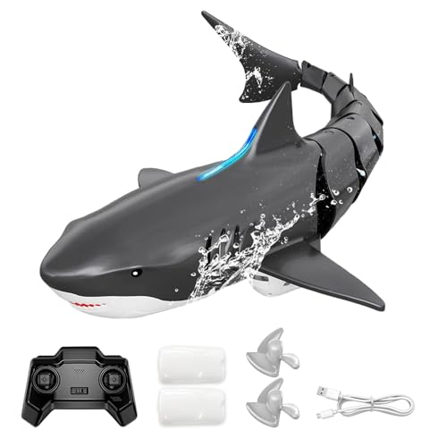 XPJBKC Ferngesteuerter Hai, 2.4GHz Ferngesteuert Hai Boot, Simulation Hai Wasserspielzeug mit 2 Batterien und Tauchfunktion, Wasserspielzeug Kinder, Wasser Shark Spielzeug für 6+ Jahre Jungen Mädchen von XPJBKC