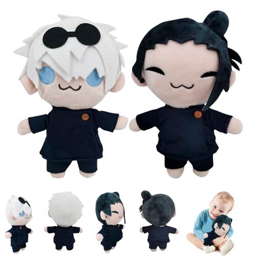 XPJBKC Gojo Kuscheltier, 22 cm Geto Suguru Plush Doll, Jujutsu Kaisen Plüschtier Geto und Gojo Figur Stoffpuppen, Gojo Satoru Plüschtier Anime Plush Toy Geschenke für Jungen und Mädchen von XPJBKC