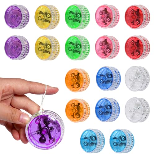 XPJBKC LED Licht YoYo, 18 Stück LED Licht Jo-Jo, Kunststoff Responsive Yoyo, Reaktives JoJo Kinder, JoJo mit Leerlauf und Kugellager für Anfänger Geburtstagsgeschenke, Partys, Feiern von XPJBKC