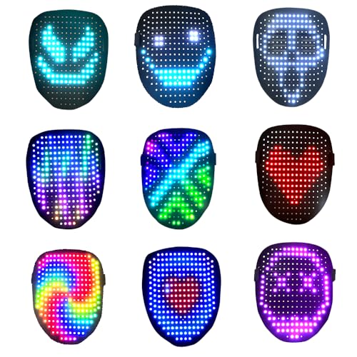 XPJBKC LED Maske mit Gestensensor, Leuchtende Halloween Maske, LED Halloween Maske mit 50 Statischen und Dynamischen Bildern, LED Gesichtsmaske Halloween für Kostüm Cosplay Party Maskerade von XPJBKC