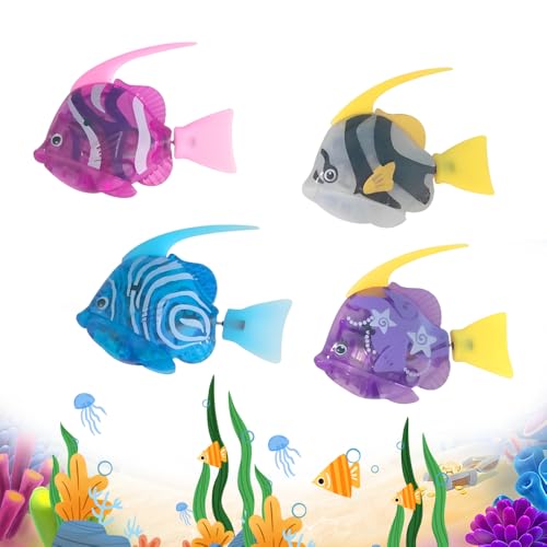 XPJBKC Robo Fish, 4 Stück Robofische mit Licht, Robo Fisch Badewanne Spielzeug Elektrisch, Wiederverwendbare Roboter Fisch Schwimmende Fische Spielzeug für Kinder Haustiere XPJBKC Robo Fish, 4 Stück Robofische mit Licht, Robo Fisch Badewanne Spielzeug Elektrisch, Wiederverwendbare Roboter Fisch Schwimmende Fische Spielzeug für Kinder Haustiere von XPJBKC