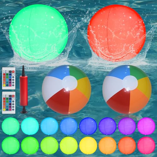 XPJBKC Wasserball Aufblasbar Led, 2 Stück 40cm Led Light Up Wasserball mit 2 Strandball,Pumpe und Fernbedienung, 16 Farblichter, 4 Lichtmodi, Leuchtender Wasserbälle für Erwachsene Kinder Strand Pool XPJBKC Wasserball Aufblasbar Led, 2 Stück 40cm Led Light Up Wasserball mit 2 Strandball,Pumpe und Fernbedienung, 16 Farblichter, 4 Lichtmodi, Leuchtender Wasserbälle für Erwachsene Kinder Strand Pool von XPJBKC
