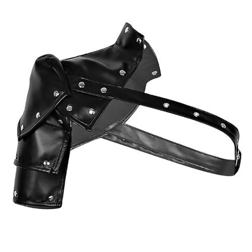 XPJYUA Erwachsene Leder Einzel Schulter Rüstung Einstellbare Körper Brust Harness Cosplay Kostüm Accessorries Vintage Schulter Rüstung(Black) von XPJYUA