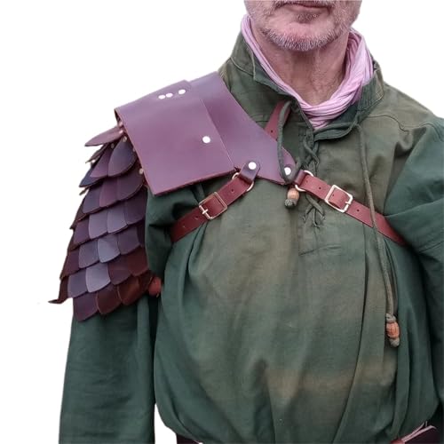 XPJYUA Mittelalterliche Einschultrige Fischschuppen-Schulterrüstung Lederrüstung Vintage Schulter Rüstung(Dark Brown) von XPJYUA
