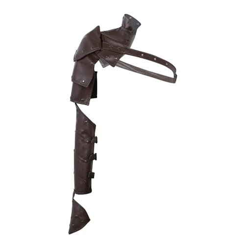 XPJYUA Mittelalterliche PU-Schulterpanzerung, Armgurt, verstellbar, Cosplay-Kostüm Vintage Schulter Rüstung(Dark Coffee) von XPJYUA