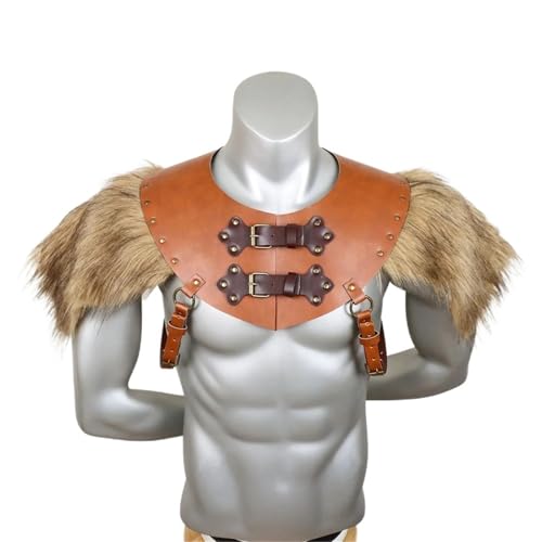 XPJYUA Mittelalterliche Schulterpanzerung, aus Leder, Cosplay-Kostüm-Requisiten Vintage Schulter Rüstung(Brown) von XPJYUA