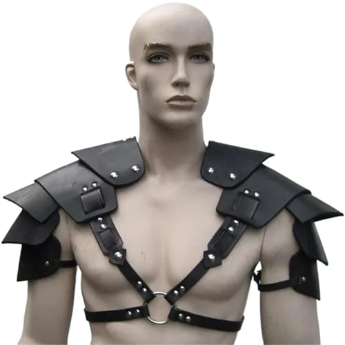 XPJYUA Mittelalterliche Schulterpanzerung PU-Ledergürtelrüstung Cosplay-Kostüm Vintage Schulter Rüstung(Black) von XPJYUA