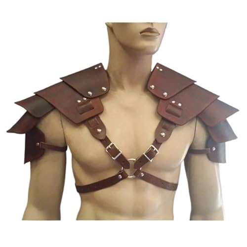 XPJYUA Mittelalterliche Schulterpanzerung PU-Ledergürtelrüstung Cosplay-Kostüm Vintage Schulter Rüstung(Brown) von XPJYUA