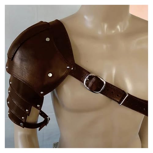 XPJYUA Mittelalterliche Schulterpanzerung aus Leder, Cosplay-Kostümzubehör, Requisiten for Männer Vintage Schulter Rüstung(Dark brown) von XPJYUA