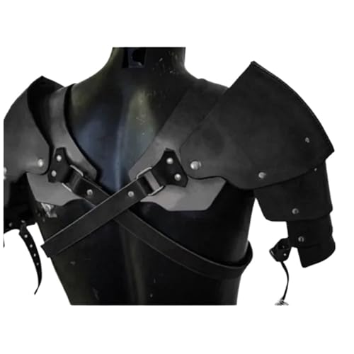 XPJYUA PU-Leder Mittelalterlicher Krieger Schulterpanzer Kostüm Spiel Requisiten Show Dekoration Vintage Schulter Rüstung(Black) von XPJYUA