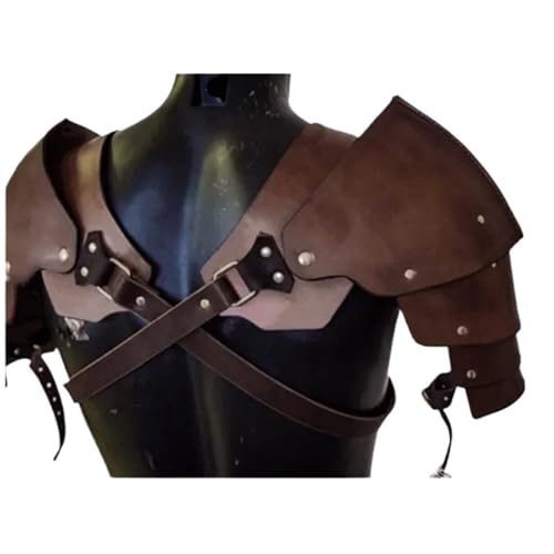 XPJYUA PU-Leder Mittelalterlicher Krieger Schulterpanzer Kostüm Spiel Requisiten Show Dekoration Vintage Schulter Rüstung(Brown) von XPJYUA