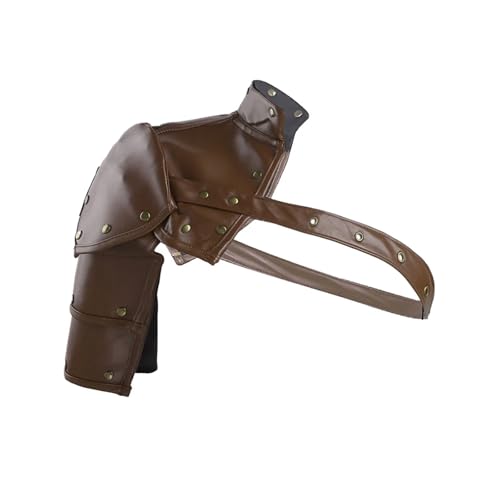XPJYUA Unisex PU Einzel-Schulterpanzer Verstellbarer Schultergurt Cosplay Kostümzubehör Vintage Schulter Rüstung(Brown) von XPJYUA