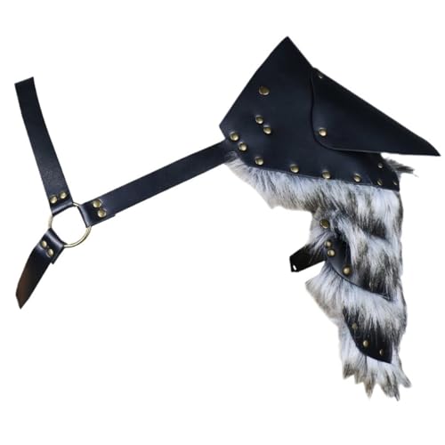XPJYUA Verstellbare Schulterpanzer aus schwarzem PU-Leder for Herren mit pelzigem Design Vintage Schulter Rüstung XPJYUA Verstellbare Schulterpanzer aus schwarzem PU-Leder for Herren mit pelzigem Design Vintage Schulter Rüstung von XPJYUA