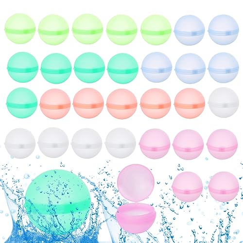 Wiederverwendbare Wasserballons, 30 Stück schnell befüllbare Wasserbomben, für Sommer-Poolpartys im Garten und am Strand Wiederverwendbare Wasserballons, 30 Stück schnell befüllbare Wasserbomben, für Sommer-Poolpartys im Garten und am Strand von XQMMGO