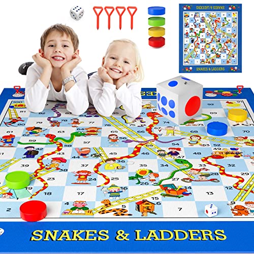 XQW Board Game-Snakes and ladders,Traditionelles Leiterspiel XXL,Familienspiele Brettspiele Kinder und Erwachsene ab 4 5 6+ Jahre,Outdoor Spiele mit 180 * 160cm spielbrett,große aufblasbarer sieb von XQW