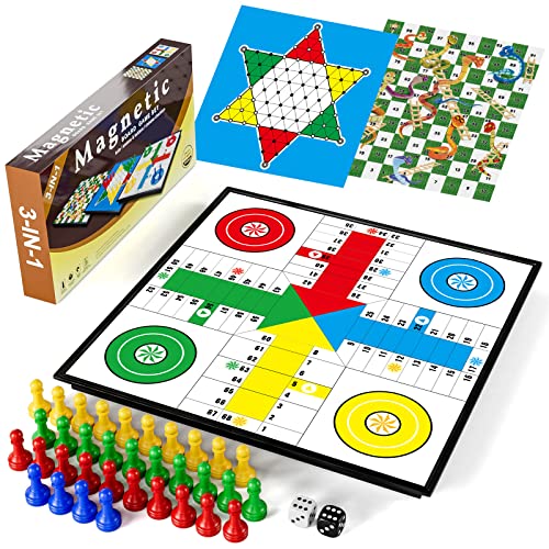 XQW Brettspiele ab 4+ Jahren,Spielesammlung Kinder,Board Games Ludo Halma Leiterspiel,Gesellschaftsspiel für Kinder & Erwachsene,Familienspiel Strategiespiele für 2-4 Spieler,Reisespiele Magnetisch von XQW