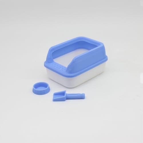 Miniatur-Katzentoilette für Puppenhaus-Dekoration, Haustierzubehör im Maßstab 1:12, mit Schaufel, realistische Puppenhaus-Miniaturen (Himmelblau) von XRI XURUOYI