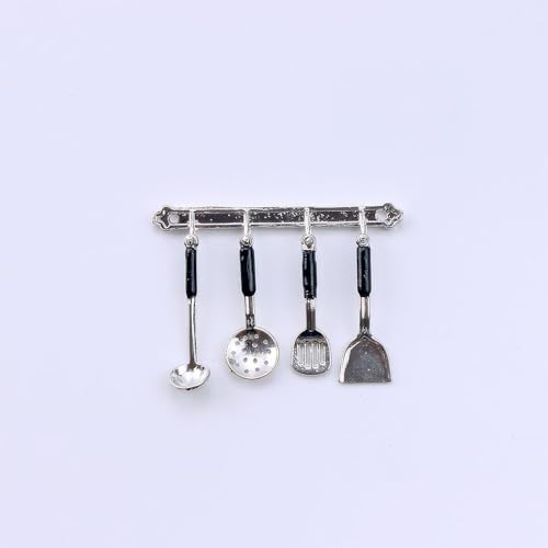Miniatur Kochutensilien-Set: 1/12 Maßstab Bronze & Silber Kochgeschirr für Puppenhaus Küche (Silber) von XRI XURUOYI