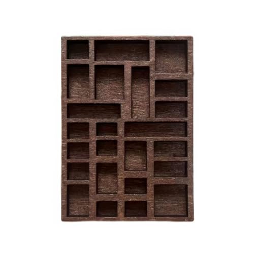 Miniatur-Schmuckregal aus Holz und Schattenbox (Dunkelbraun): Organizer mit mehreren Rastern für kleine Sammlerstücke, Miniaturen, Puppenhauszubehör und Schreibtisch-Display von XRI XURUOYI