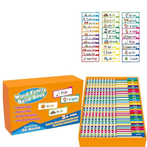 30 Read and Rhyme Flip Books,Educational Reading Games ABC Vocabulary Flash Cards,Word Family Flip Books,Sight Words Flash Cards Fun Reading Gift for Family Friend von XRXRX