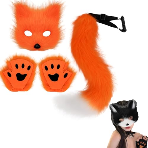 XRXRX Fuchs-Kostüm, Cosplay-Kostüm, pelzige Fuchsmaske und 7 Stile, langer Fuchsschwanz, Schlüsselanhänger, Halbgesichtsmaske, Katzenmaske und Schwanz, Set, für Erwachsene, Cosplay, Kostüm, Party, XRXRX Fuchs-Kostüm, Cosplay-Kostüm, pelzige Fuchsmaske und 7 Stile, langer Fuchsschwanz, Schlüsselanhänger, Halbgesichtsmaske, Katzenmaske und Schwanz, Set, für Erwachsene, Cosplay, Kostüm, Party, von XRXRX