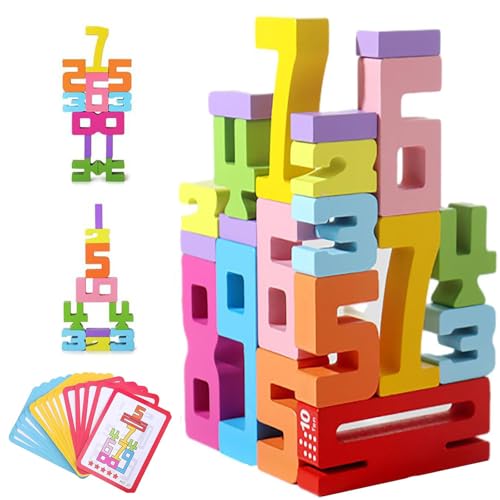XRXRX Wooden Number Building Blocks Block Stacking Game,20Pcs Number Building Blocks Set with 15 Learning Cards for Kids, Educational Wood Blocks for Learning Games Creative Montessori Inspired XRXRX Wooden Number Building Blocks Block Stacking Game,20Pcs Number Building Blocks Set with 15 Learning Cards for Kids, Educational Wood Blocks for Learning Games Creative Montessori Inspired von XRXRX