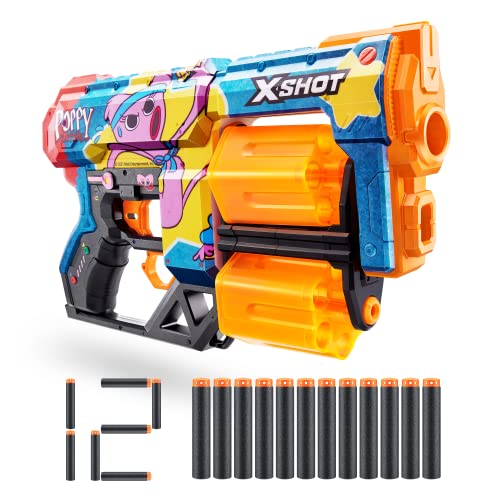 X-Shot Skins-Blaster Dread – Skin mit Poppy Playtime Kissy (12 Darts) von ZURU von XShot