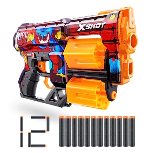 X-Shot Skins-Blaster Dread – Skin mit Poppy Playtime Toony (12 Darts) von ZURU von XShot
