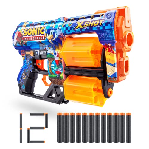 X-Shot Skins Dread, Sonic The Hedgehog, Schaumstoff Dart Blaster (12 Dart) von XShot