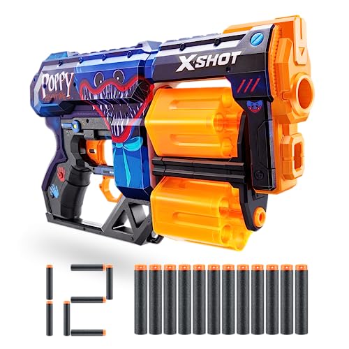 XShot 36651 X-Shot Skins Dread, Poppy mit 12 Darts Schaumstoffdart-Blaster von XShot