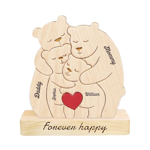 XSTZR Persönlichkeit Holz-Bär-Puzzle mit Namen-Bär-Familien-Puzzle benutzerdefinierte Mama/Papa/Familienmitglieder (Hunde Bären.) von XSTZR