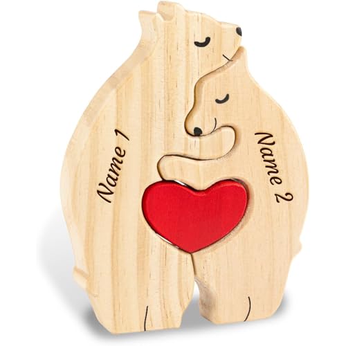 XSTZR Personalisierte Holz Namens-Puzzle Bären-Familienpuzzle mit Namen | Geschenk für Weihnachten, Muttertag, Geburtstag, Einzug | Dekoration für Mama, Papa & Familie (Der Bär 2) von XSTZR