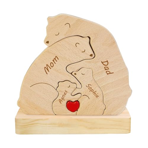 XSTZR Personalisiertes Holzpuzzle mit Bärenmotiv, personalisierbar mit 2–8 Namen, Heimdekoration, Einweihungsgeschenk, einzigartige Holztierdekoration XSTZR Personalisiertes Holzpuzzle mit Bärenmotiv, personalisierbar mit 2–8 Namen, Heimdekoration, Einweihungsgeschenk, einzigartige Holztierdekoration von XSTZR
