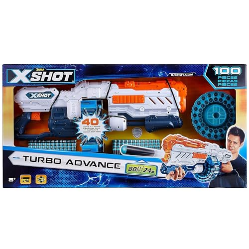 X-Shot Excel Turbo Advance Blaster 40-DART-KAPAZITÄT-Trommel Schaumstoffdart-Blaster (96 Darts) von XShot