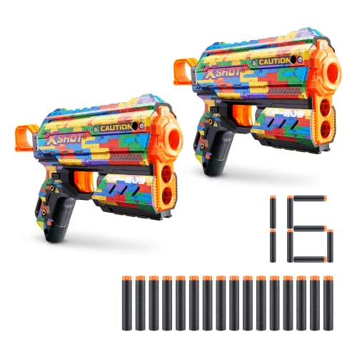 XSHOT Skins Flux, Striper, Foam Dart Blaster (2 Blasters, 16 Darts) Air Pocket Dart Technology, Major Brand Compatible, Toy Foam Dart Blaster for Kids, Teens, Adults, Frustration Free Packaging von XShot