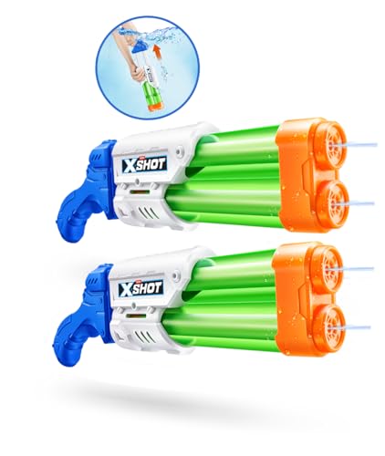 XSHOT Small Dual Stream Water Blaster by ZURU Dual Play Water Toy, Dual Stream Blaster, Water Toy for Children, Teen and Adults (2 Blasters) von XShot