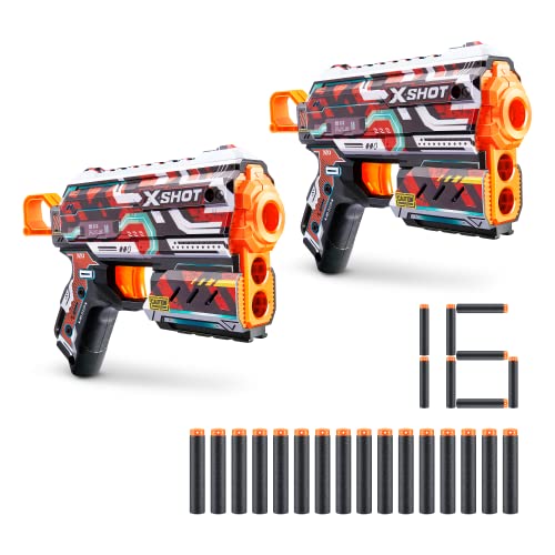 XSHOT Skins Flux, Reckoning, Foam Dart Blaster (2 Blasters, 16 Darts) Air Pocket Dart Technology, Major Brand Compatible, Toy Foam Dart Blaster for Kids, Teens, Adults, Frustration Free Packaging von XShot